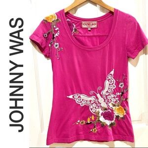 ⭐️RARE Johnny Was VTG Butterfly Embroidered Top Boho Hippie Vintage Indie
